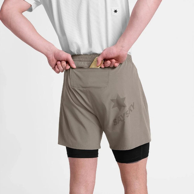Saysky | Pace 2-in-1 Shorts 5'' | Heren | Taupe