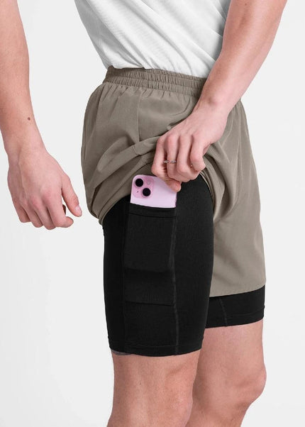 Saysky | Pace 2-in-1 Shorts 5'' | Heren | Taupe