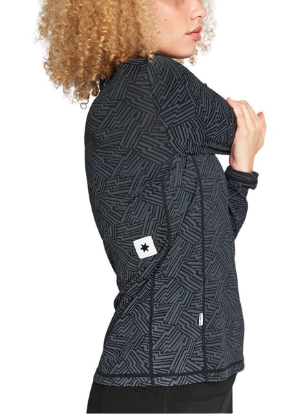 Saysky | Reflective Pace 1/2 Zip Long Sleeve | Dames | Black AOP