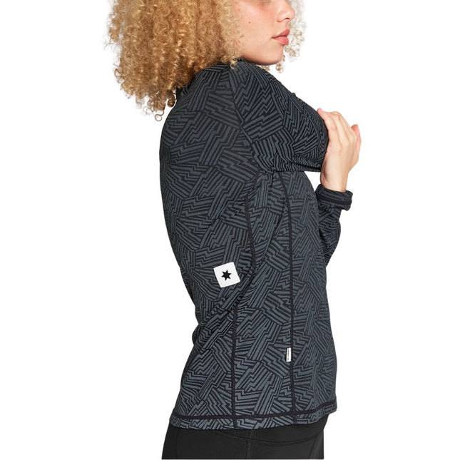 Saysky | Reflective Pace 1/2 Zip Long Sleeve | Dames | Black AOP