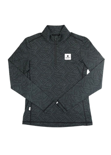 Saysky | Reflective Pace 1/2 Zip Long Sleeve | Dames | Black AOP