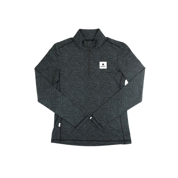 Saysky | Reflective Pace 1/2 Zip Long Sleeve | Dames | Black AOP