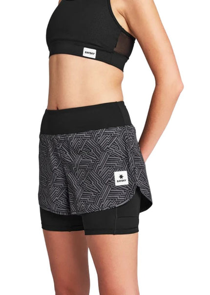 Saysky | Reflective Pace 2-in-1 Shorts 3'' | Dames | Black AOP