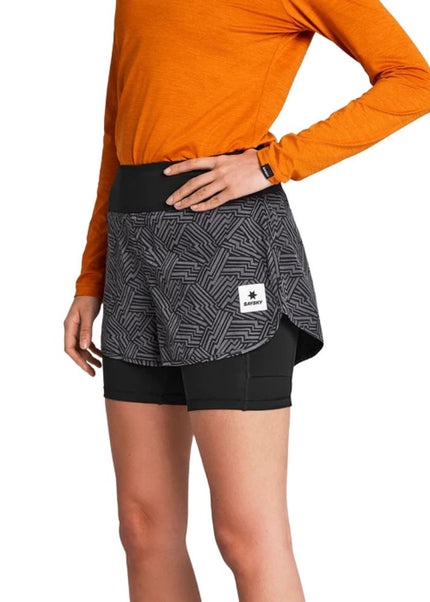 Saysky | Reflective Pace 2-in-1 Shorts 3'' | Dames | Black AOP
