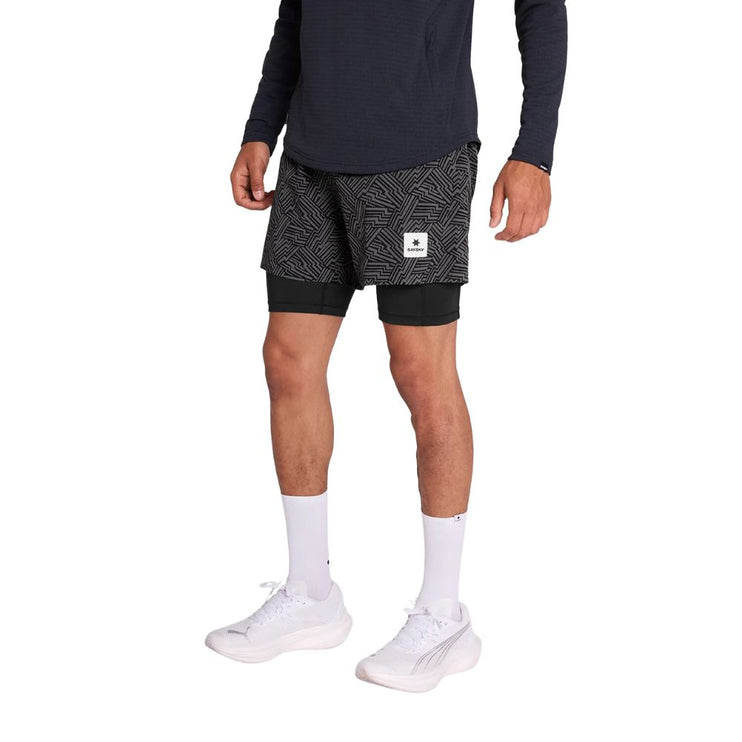 Saysky | Reflective Pace 2-in-1 Shorts 5'' | Men's | Black AOP