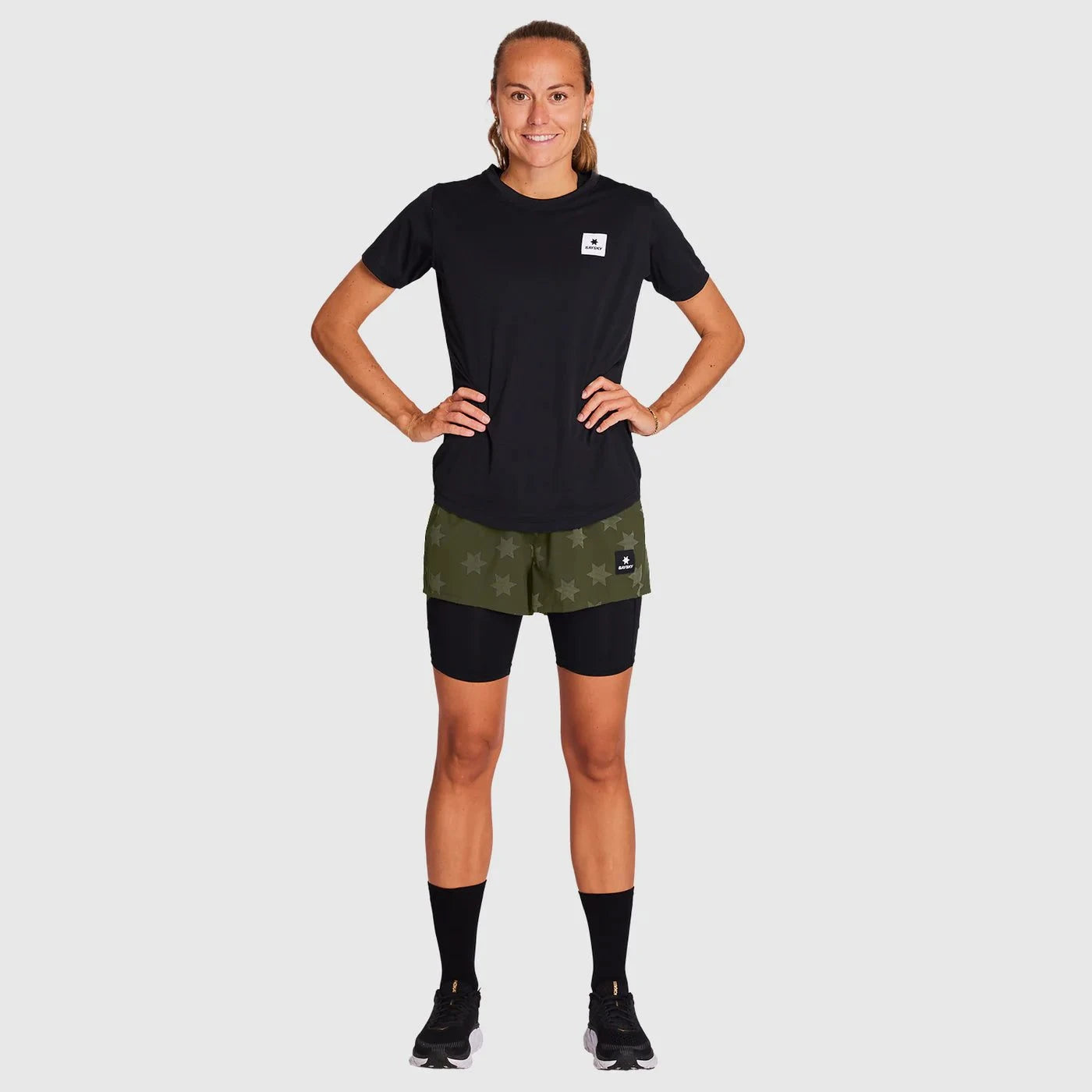 Saysky | Star Reflective Pace 2-in-1 Shorts | Ladies | Green