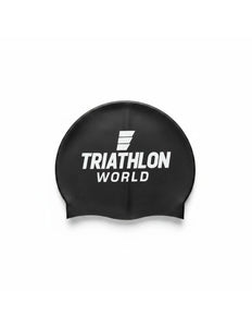 TriathlonWorld | Klassische Silikon-Badekappe | Schwarz / Weiß