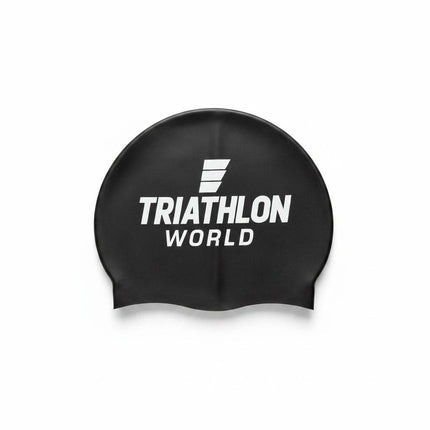 TriathlonWorld | Klassische Silikon-Badekappe | Schwarz / Weiß