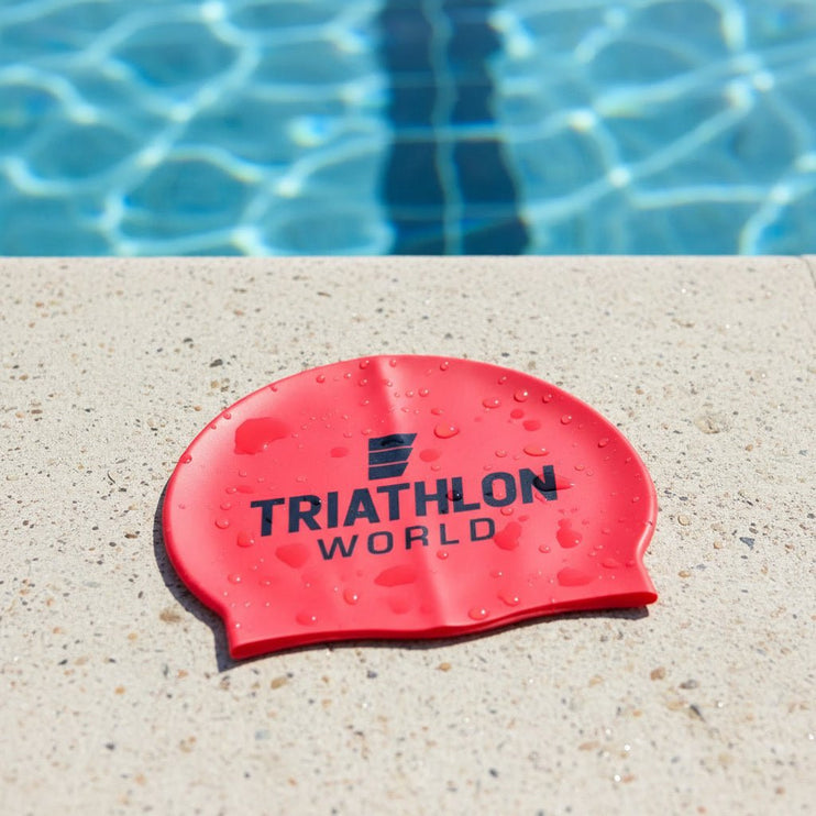 TriathlonWorld | Classic Silicone Badmuts | Red / Black