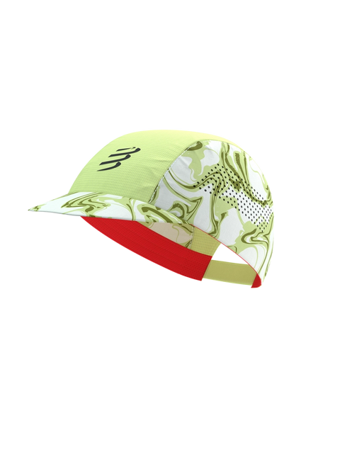 Compressport | Pro Racing Cap | Grünes Tarnmuster / Fluo Rot