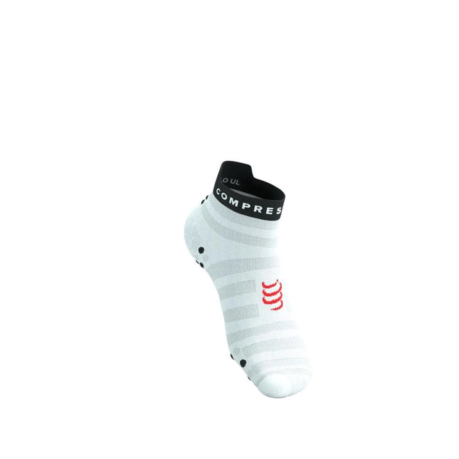 Compressport | Pro Racing Socken V4 | Ultralight | Run Low | Weiß / Fluo Rot / Schwarz