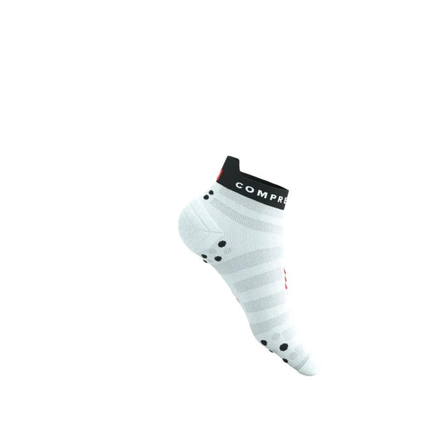 Compressport | Pro Racing Socken V4 | Ultralight | Run Low | Weiß / Fluo Rot / Schwarz