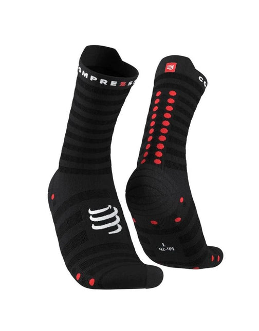 Compressport | Pro Racing Socken V4 | Ultralight | Run High | Schwarz / Rot