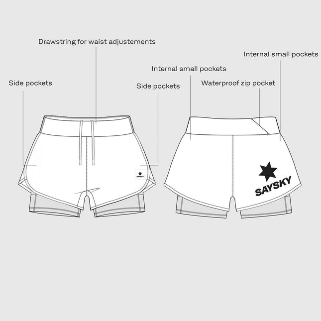 Saysky | 2-in-1 Pace Shorts 3'' | Dames | Black SAYSKY