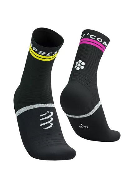 Compressport | Pro Marathon Socks V2 | Black / Yellow / Pink Compressport